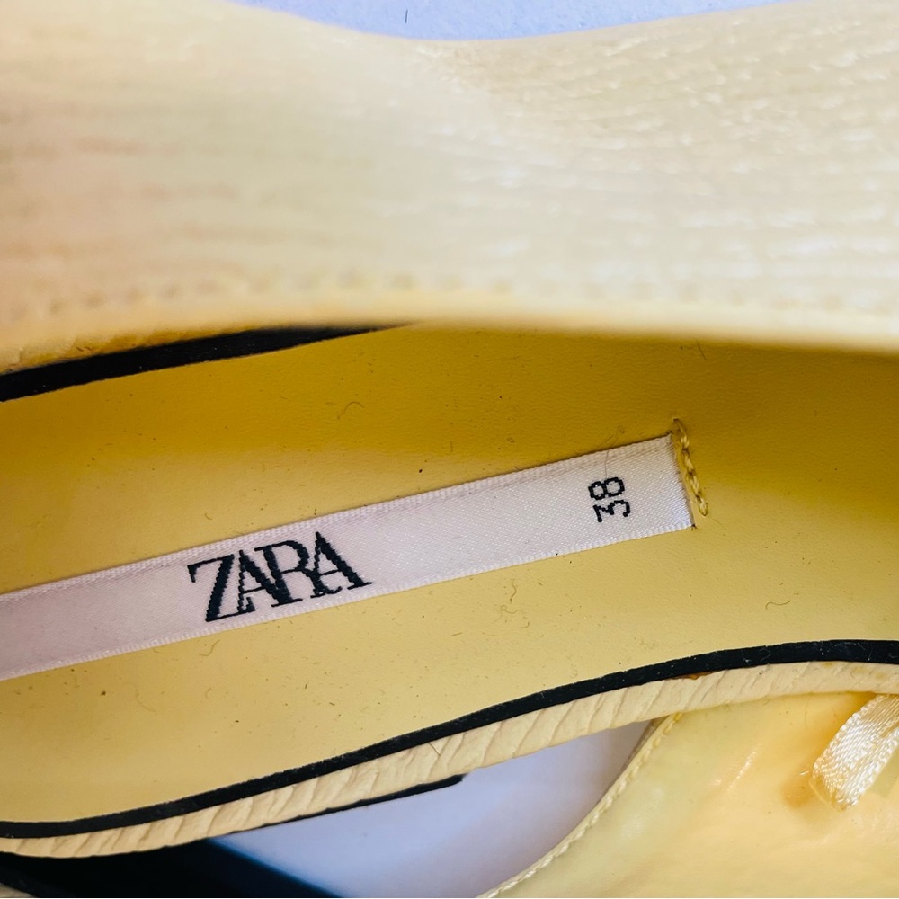 Zara Yellow Pointed Toe Slingback Low Heel Textured Flats Size 7.5 (EU 38) - Picture 8 of 11